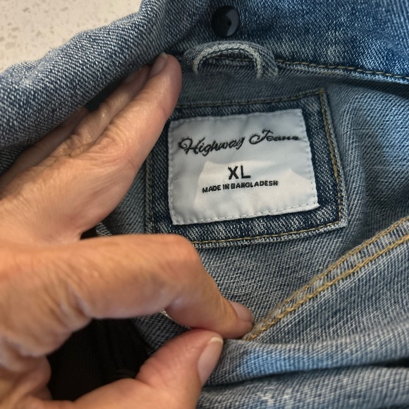 Highway Jeans Distressed Denim Jacket with Black Hood and Sleeves Distressed - Picture 8 of 10